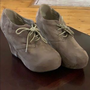 Tan Suede Wedge Booties